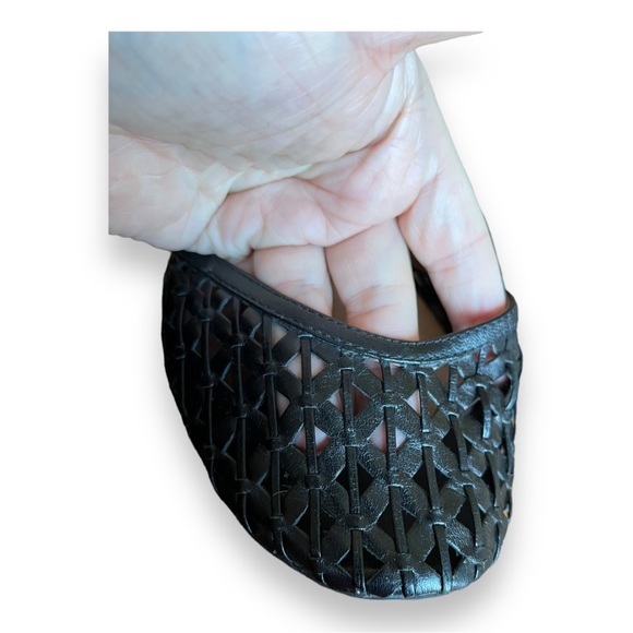 Jeffrey Campbell Black Leather Woven Ankle Strap Flats Size 9 - Picture 9 of 10